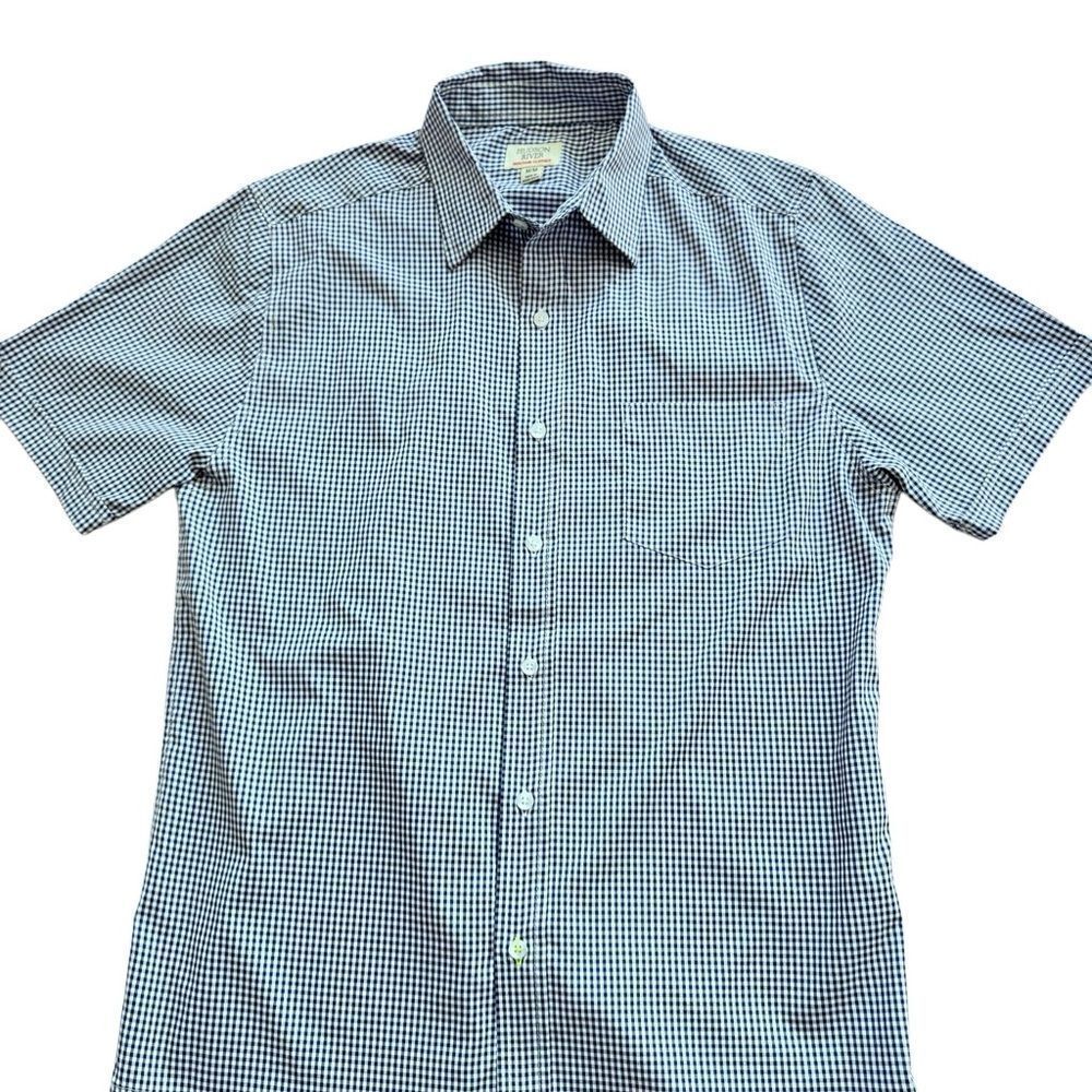 Hudson River Heritage Classics Checkered Blue White Short Sleeves SZ M